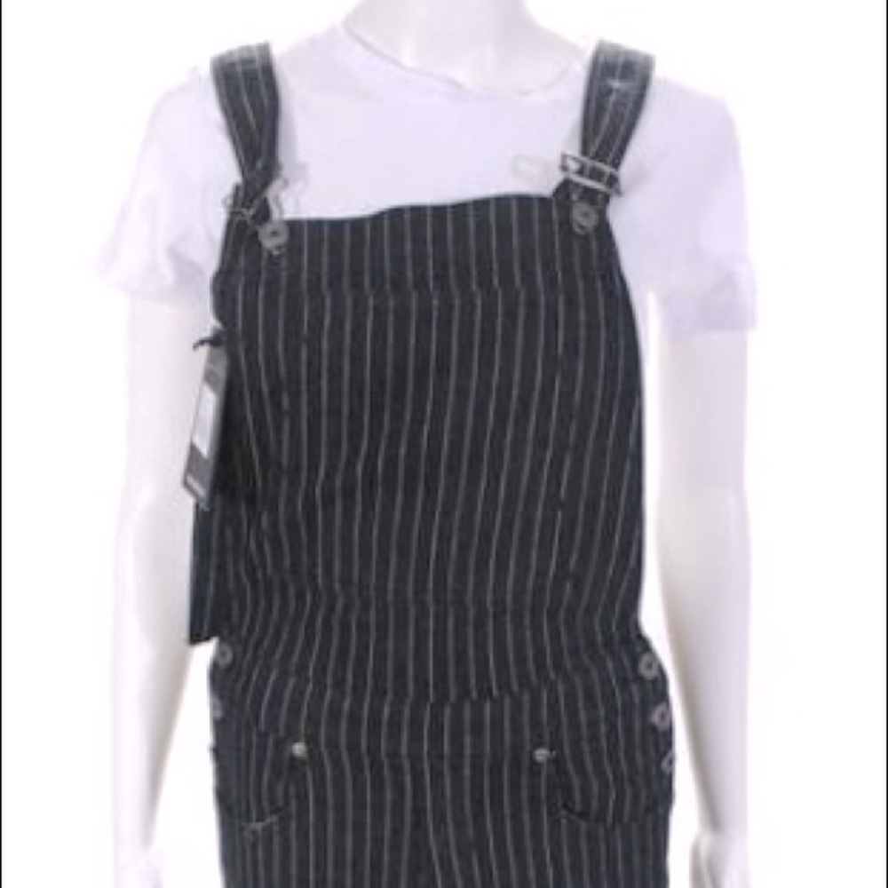 LIQUOR N POKER Sz M Pinstripe Denim Jeans Overalls